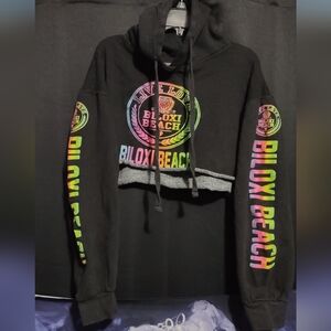 Biloxi Beach Black Crop Top Hoodie